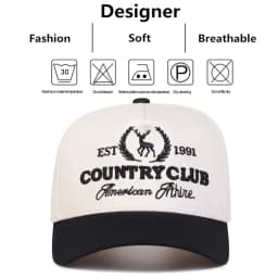 Unisex COUNTRY CLUB Letter Embroidery Baseball Caps Spring Autumn Outdoor Adjustable Casual Hats Sunscreen Hat Sports Cap