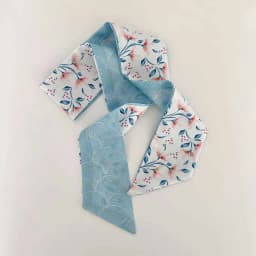 Elegant ladies’ long ribbon scarf with a rose pattern; versatile as a hairband, bag strap or neck scarf; a stylish accessory