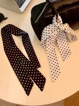 New Fashion Women's Polka Dot Simple Narrow Long Scarf Satin Ribbon Headbands Bag Tie Korean Style Versatile Fashion Accessories