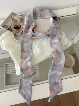 Korean Style Long Floral Plaid Scarf Women's Neck Tied Drifting Band High-End Multi-Functional Scarf Accessory Spring Autumn