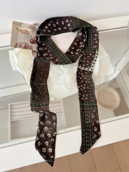 Korean Style Long Floral Plaid Scarf Women's Neck Tied Drifting Band High-End Multi-Functional Scarf Accessory Spring Autumn