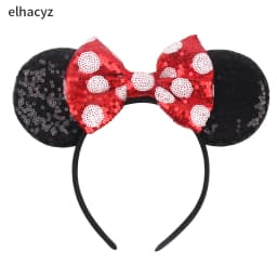 Mouse Ear Hairbands For Girls 5" Hair Bows Big Flip Sequins Ears DIY Kids Hair Accessories Headband Boutique Mujer