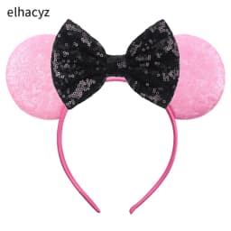 Mouse Ear Hairbands For Girls 5" Hair Bows Big Flip Sequins Ears DIY Kids Hair Accessories Headband Boutique Mujer