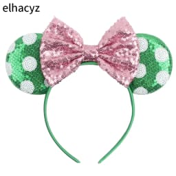 Mouse Ear Hairbands For Girls 5" Hair Bows Big Flip Sequins Ears DIY Kids Hair Accessories Headband Boutique Mujer