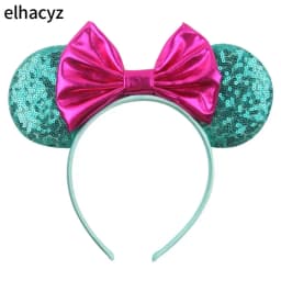 Mouse Ear Hairbands For Girls 5" Hair Bows Big Flip Sequins Ears DIY Kids Hair Accessories Headband Boutique Mujer