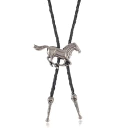 Western Cowboy Bolo Tie Necklace Personality Retro Fashion Horse Pendant Vintage Plating Adjustable Rope Cowboy Rope Necklace