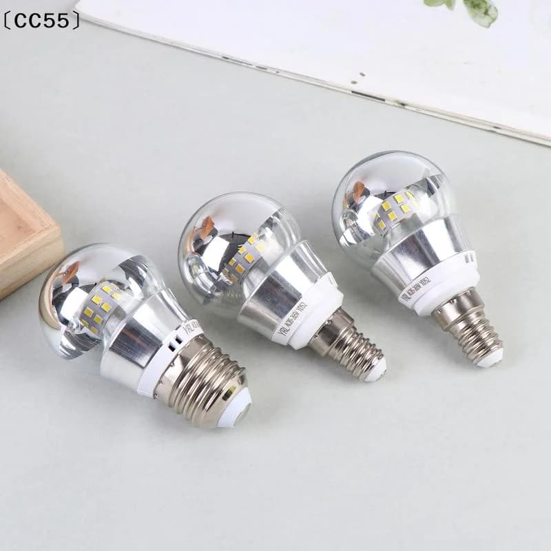 LED Mirror Bulb Half Silver Filament Led 5W E27/E14 Base 360 Degree Angle Warm White Neutral Light Ball Lamp Decoration〔CC55〕