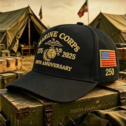 US Marine Corps 250th Anniversary 1775-2025 Embroidered Baseball Cap American Flag Adjustable Tactical Hat