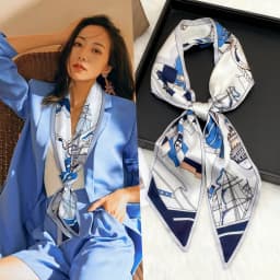 Luxury Long Neckerchief Skinny Hair Bands Women Silk Scarfs Fashion Headbands Bag Scarves Print Hairband Neck Scarf For Ladies