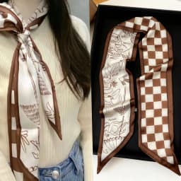 Luxury Long Neckerchief Skinny Hair Bands Women Silk Scarfs Fashion Headbands Bag Scarves Print Hairband Neck Scarf For Ladies