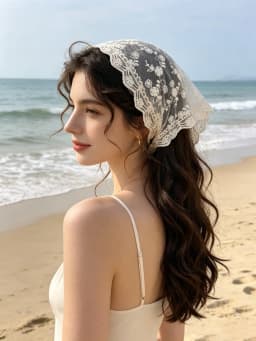 AWAYTR Korean Triangle Headband Short Skirt Butt Curtain Headscarf Lace Trim Small Apron Knitting Headband Stacked Women