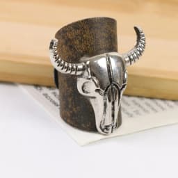 Western style cow head square scarf buckle retro metal denim square scarf clip unisex PU leather scarf buckle belt