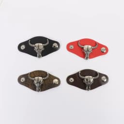 Western style cow head square scarf buckle retro metal denim square scarf clip unisex PU leather scarf buckle belt