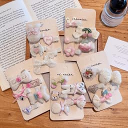5pcs/set Coquette Princess Fabric Bow Flower Cherry Rabbit Hair Clips Set No Slip No Hurt Barrettes for Baby Girls Toddler Kids
