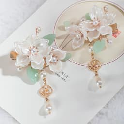 2pcs Romantic Blue Peony Hair Clips Vintage Hairpin Hair Accessories Flower Hanfu Headdress Tassel Pearl Barrettes Hair Jewelry