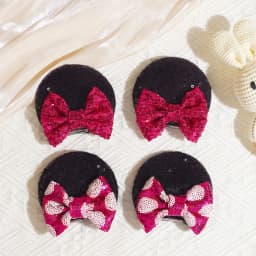 4Pcs Sequin Mouse Ears Hair Clips Glitter Hair Bows Cute Mice Ears Hair Clip Barrettes for Women Girls Hair Accessories for Part