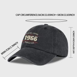 "Living Legend Since 1966" Washed Baseball Cap Adjustable Unisex Gift For 60th Birthday & Vintage Lovers