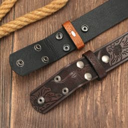 Men Western Pattern Embossed Belt Blank Strap, No Buckle Retro Cowboy Pu Leather Belt Replacement Strap