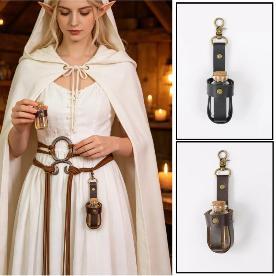 Medieval Alchemy Belt Potion Bottle Fantastic Adjustable Glass Vials, Witch Renaissance Renaissance Ren Make Wizard Costume