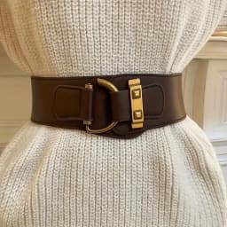 Retro-Style Rivet Buckle Wide Belt, Elastic Design, Lightweight Material, Suitable for Dresses, Coats, Suits, Waist Cinchers, One-Size-Fits-All