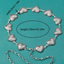 Vintage Gold Chain Belt Female Heart Metal Ladies Waist Punk Goth Belts For Women Silver Thin Waistband Pant Harajuku Accessory