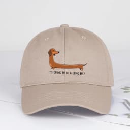 Fun Dachshund “Long Day” Printed Baseball Cap – Adjustable, Sun-Protective, Casual Streetwear, Unisex Soft-Peak Dad Cap