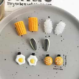 Simulated Food Hair Clips Mini Food Shape Hair Clips Set Rice Egg Corn Snack Style Barrettes Hairpin Headdress Hair Accessories