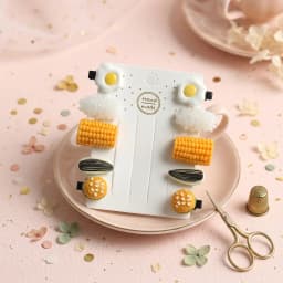 Simulated Food Hair Clips Mini Food Shape Hair Clips Set Rice Egg Corn Snack Style Barrettes Hairpin Headdress Hair Accessories