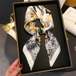 Luxury Brand Silk Square Scarf Women Satin Shawls Neckerchief Casual Beach Scarves Bandana Hair Tie Hjiab Foulard