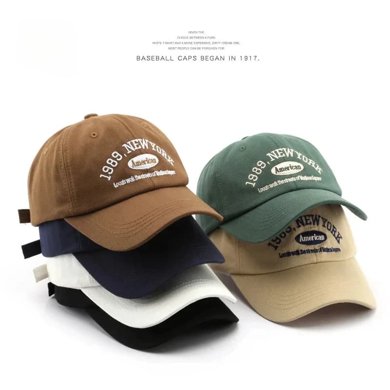 Men and Woman's Baseball Caps Adjustable Casual Embroidered 1989 New York American Cotton Sun Hats Unisex Solid Hats
