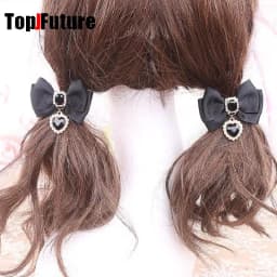 Korean Gothic Lolita Hair Clips Y2K Girl Bobby Pin Harajuku Women Cosplay Bow Jewelry Hairpin Headdress Dual Horsetai Hairgrip