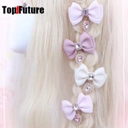 Korean Gothic Lolita Hair Clips Y2K Girl Bobby Pin Harajuku Women Cosplay Bow Jewelry Hairpin Headdress Dual Horsetai Hairgrip