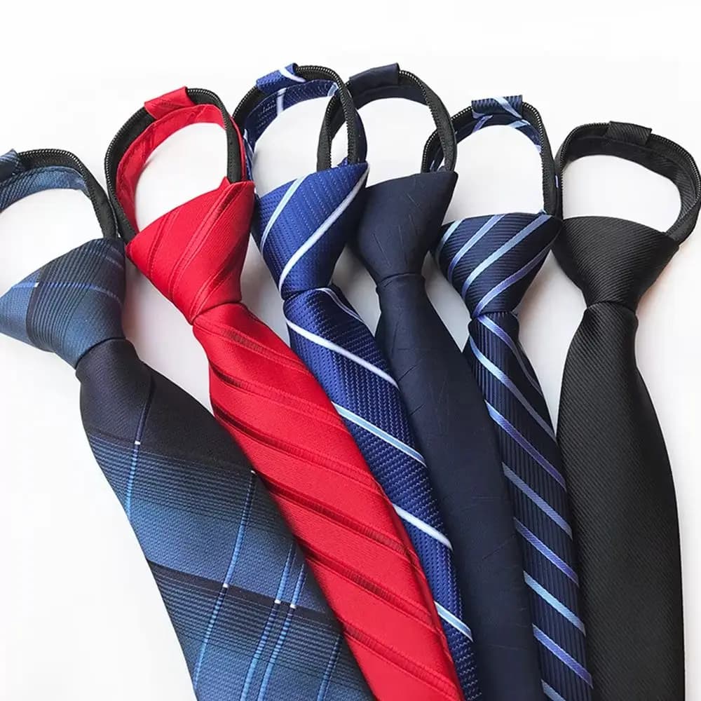 Zipper Ties For Men Pre-tied Neck Tie 8cm Top Quality Red Black Navy Blue Pre-tied Neckties Classic Man Zipper Gravatas Wedding