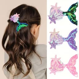 1PC Lovely Mermaid Princess Hairclip for Girl Shinying Starfish Hairpin Baby Kid Bang Decorative Clips Cartoon Colorful Headwear
