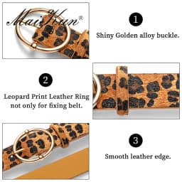 Maikun New Leopard Women's Belt Gold Irregular Alloy Pin Buckle Belt Fashion Versatile PU Belt 3.7cm Width