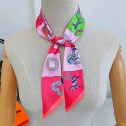 5*90cm Women Horse Printing Long Bag Scarf Brand Silk Foulard Dould-side Ribbon Tie Head Scarves For Ladies