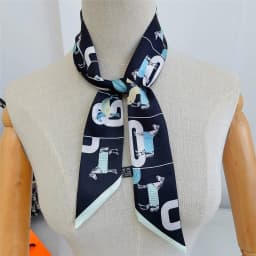 5*90cm Women Horse Printing Long Bag Scarf Brand Silk Foulard Dould-side Ribbon Tie Head Scarves For Ladies