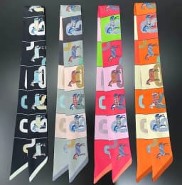 5*90cm Women Horse Printing Long Bag Scarf Brand Silk Foulard Dould-side Ribbon Tie Head Scarves For Ladies