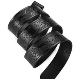 2026 New Men's Western Cowboy Belt - Cool Handsome Black PU BELT Material Embossed Design and Stylish Alloy Buckle Men Belt