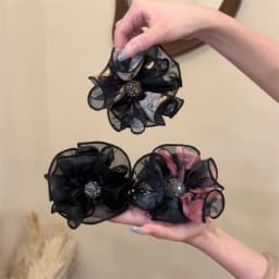 1 Pcs Women's Hair Claw Korean Rhinestone Flower Bow Lace Elegant Sweet Gentle Hair Grabs Versatile Hair Accessories For Girl