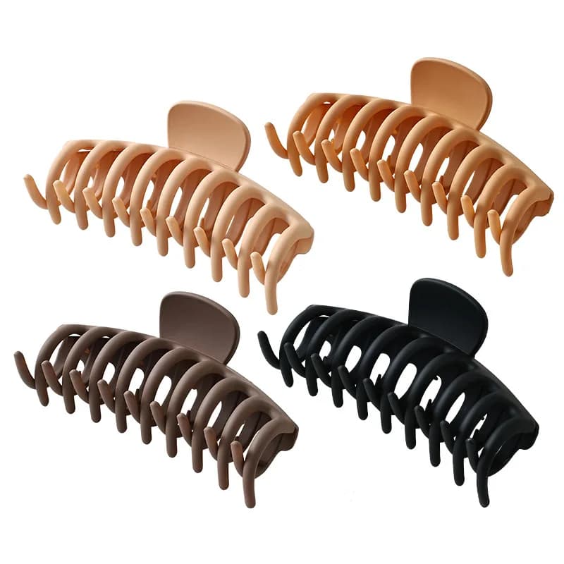 4PCS Claw Clip Set - Large-sized Claw Clips, Rubber Paint Non-marking Clips, Square Hair Clips, Shark Clips, Anti-slip Clips