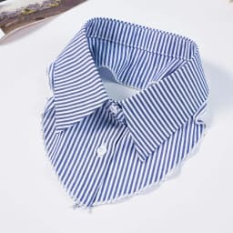 Fashion simple striped plaid collar with sleeves three-piece set inner sweater T-shirt fake collar unisex