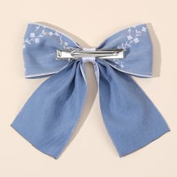 2Pcs Flower Bow Hair Clips Light Blue Hairpin Sweet Small Floral Print Barrette For Girls Elegant Headdress Headwear Accessories