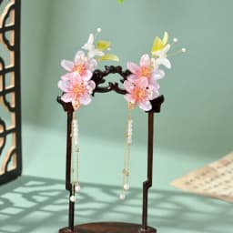 2pcs Pearl Tassel Hair Clip Purple Flower Hairpin Chinese Hanfu Hair Accessories Fairy Step Shaking Vintage Wedding Hair Jewelry
