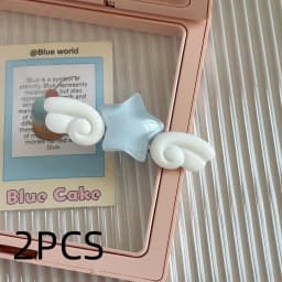 2PCS Cute Star Wing Hair Clips For Girls Sweet Acrylic Bangs Hairpins Lovely Summer Spring Hair Accessories For Daily Hairstyles