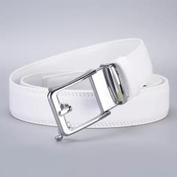 High Quality Genuine Leather Click Belt for Men Fashion White Automatic Buckle Waistband, Strap Suitable for Daily Jeans Outfits