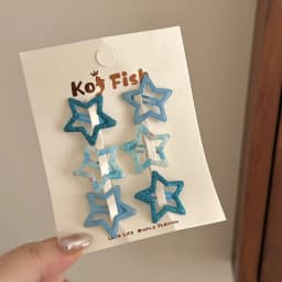 6Pcs Colorful Fine Glitter Sequins Dipped Oil Star Hair Clips for Girls Women Tiny Sparkly Snap Clips for Bangs Flyaway Headwear