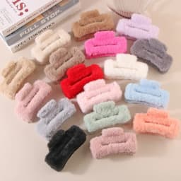 11.5cm Plush Square Hair Claw Clip Women's Korean Simple Versatile Grab Clip Fashion Shark Clip Girl Hair Accessories