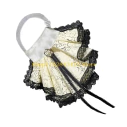 49MC Victorian Detachable Collar For Women Daily Outfit Formal Event with Ribbon Tie Decorative Collar for Costume Enhancer