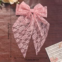 3pcs large fairy butterfly bow duckbill hair clips, featuring long flowing design, delicate lace ribbon and hollow carving. S